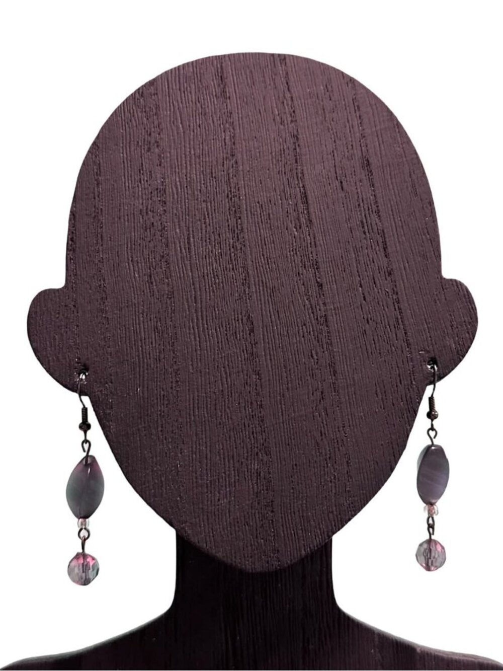 Handcrafted Pink Gray Beaded Dangle Earrings With Hook Closure